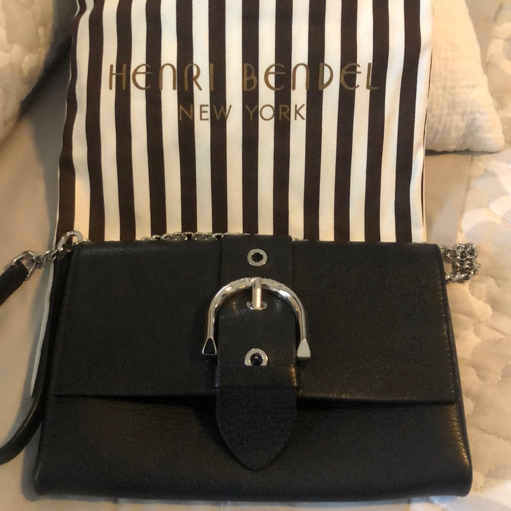 Henri bendel black leather convertible to clutch